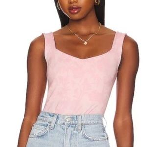 Free People Clean Lines Pink Floral Bodysuit